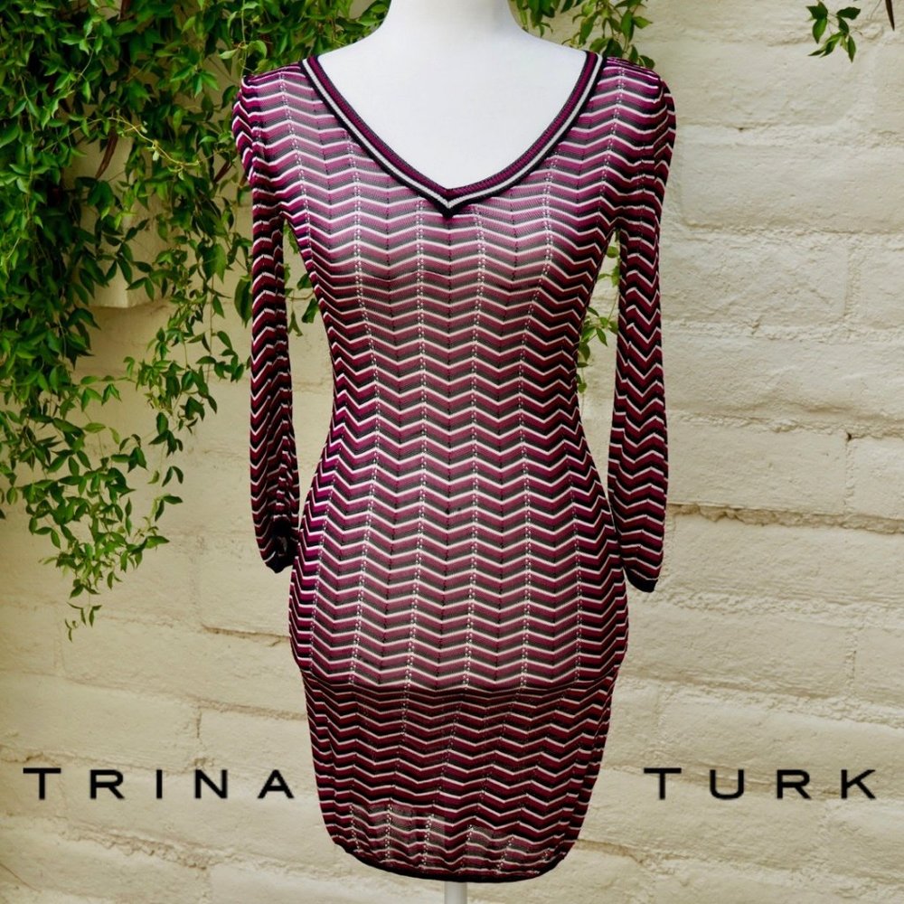 TRINA TURK Chevron Print Knit Dress